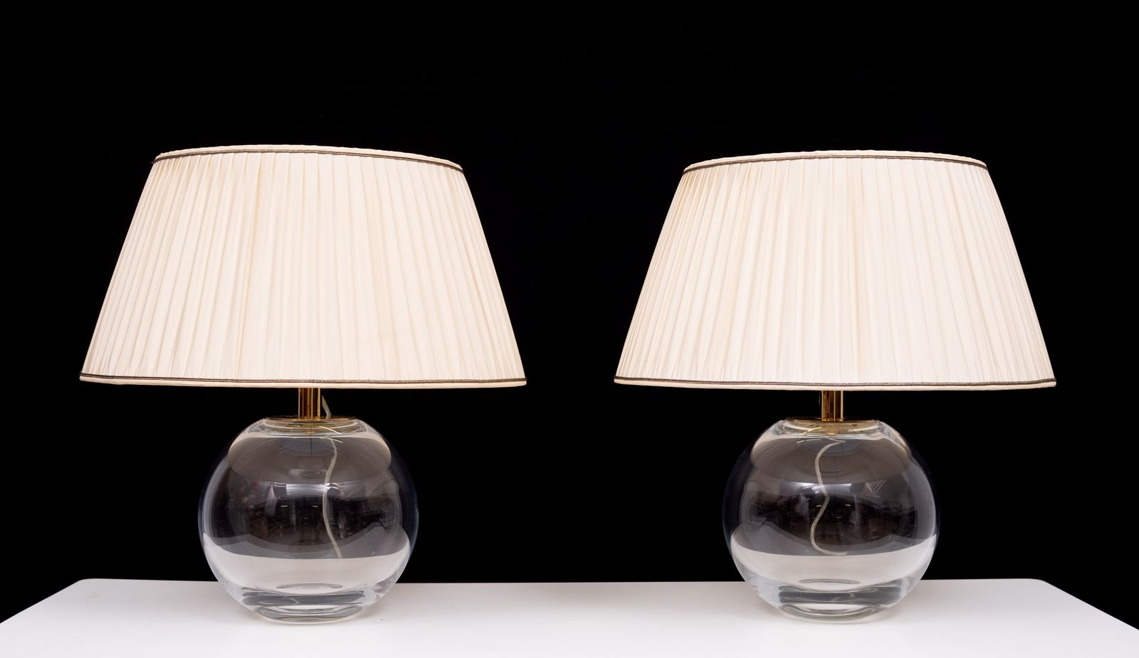 Stunning Set Glass Ball Table Lamps 1970s France photo for sale