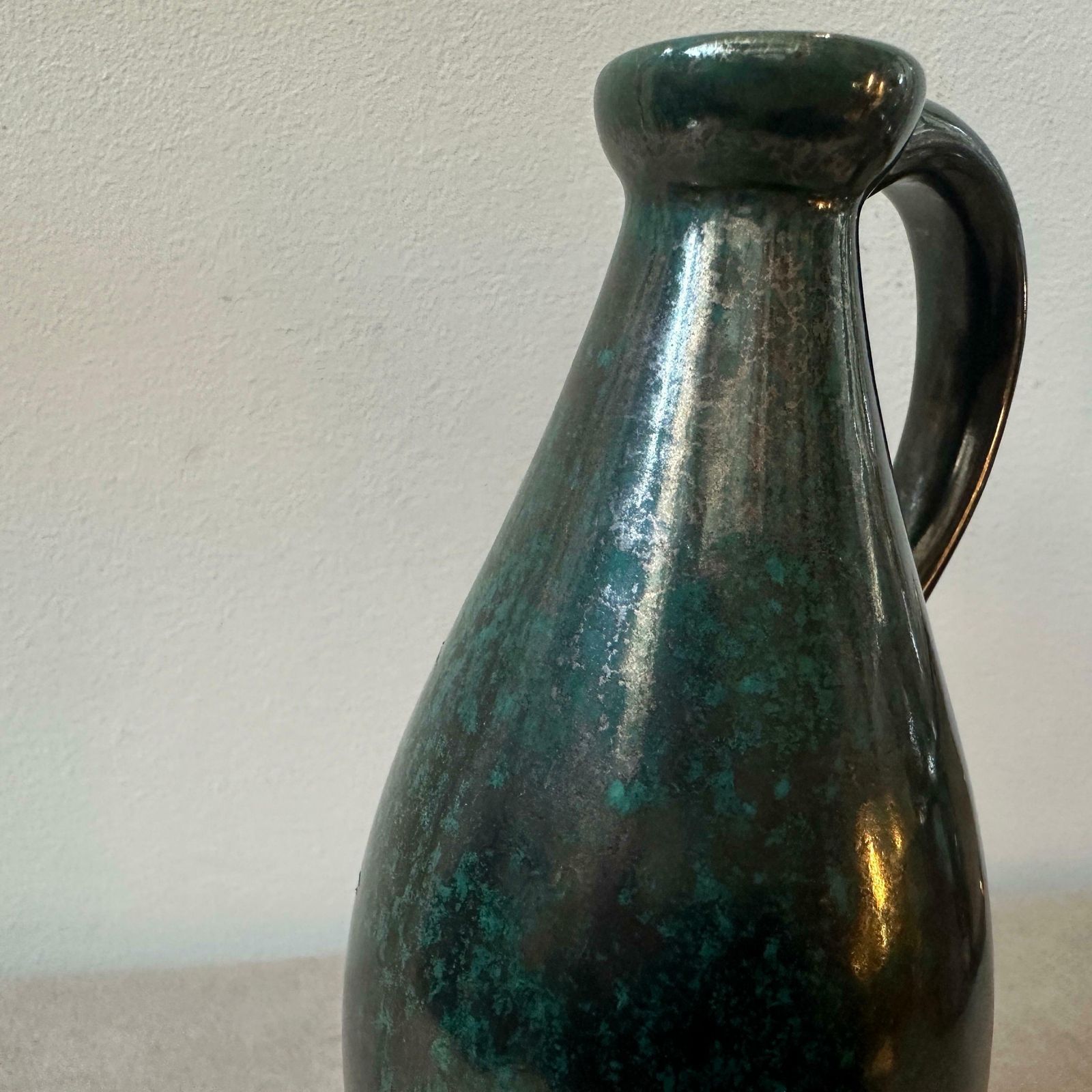 1970s Modernist Olive Green Fat Lava Ceramic German Jug Vase photo Home Decor