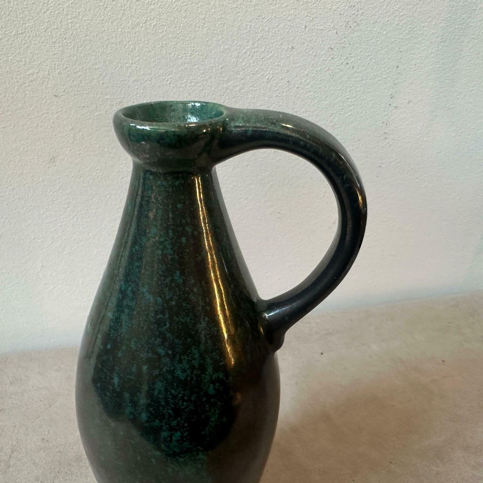 1970s Modernist Olive Green Fat Lava Ceramic German Jug Vase photo buy