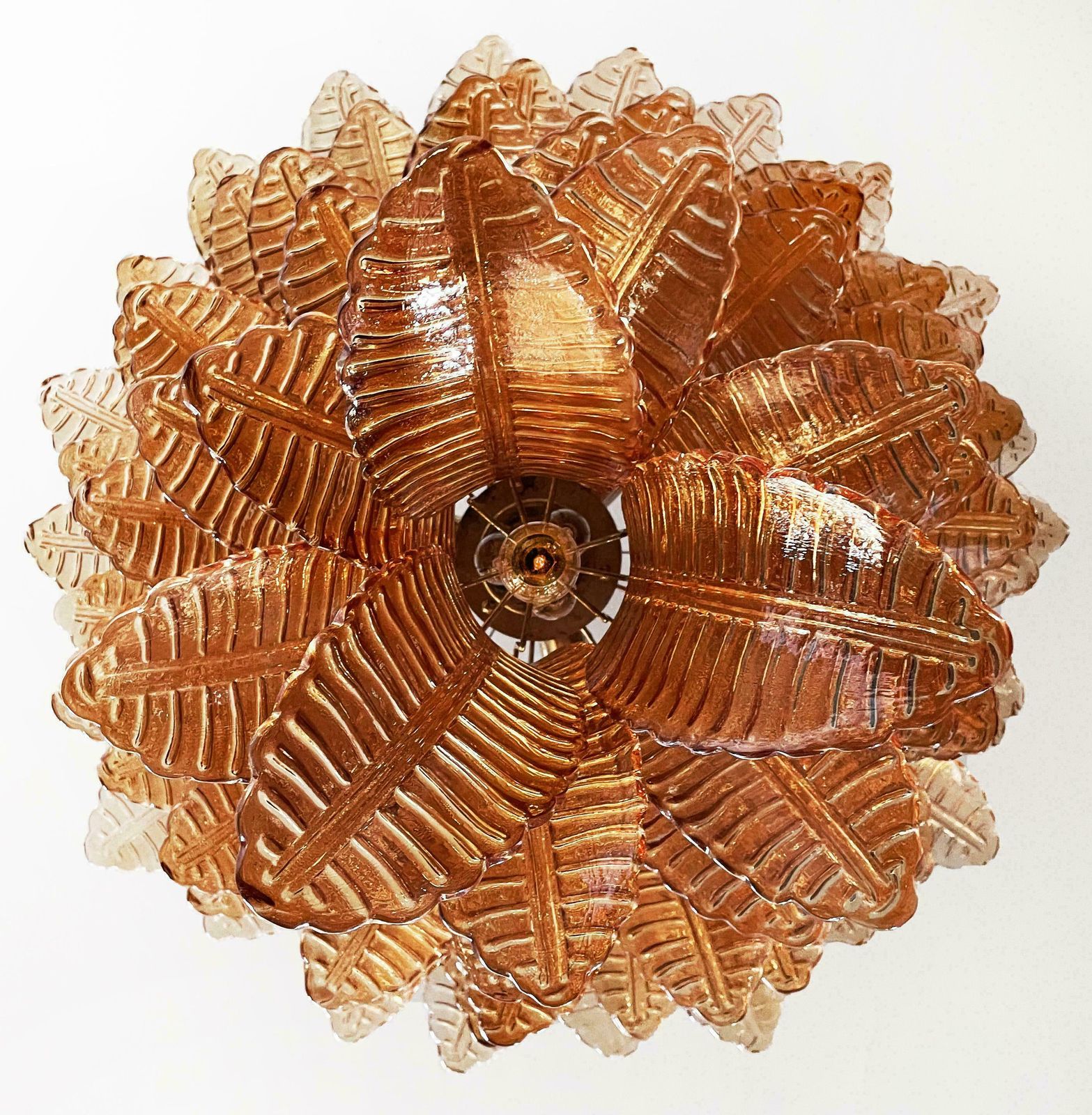 Gorgeous Italian Murano Felci Glass Chandeliers, 75 Amber Glasses photo Lighting