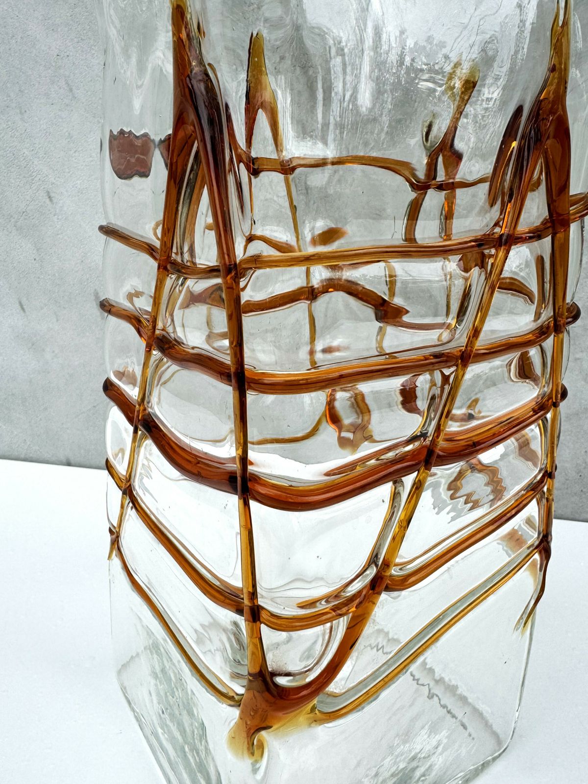 Rare Murano Glass Vase By Bianconi Mazzega, Vintage Italian Art Glass Design photo for sale