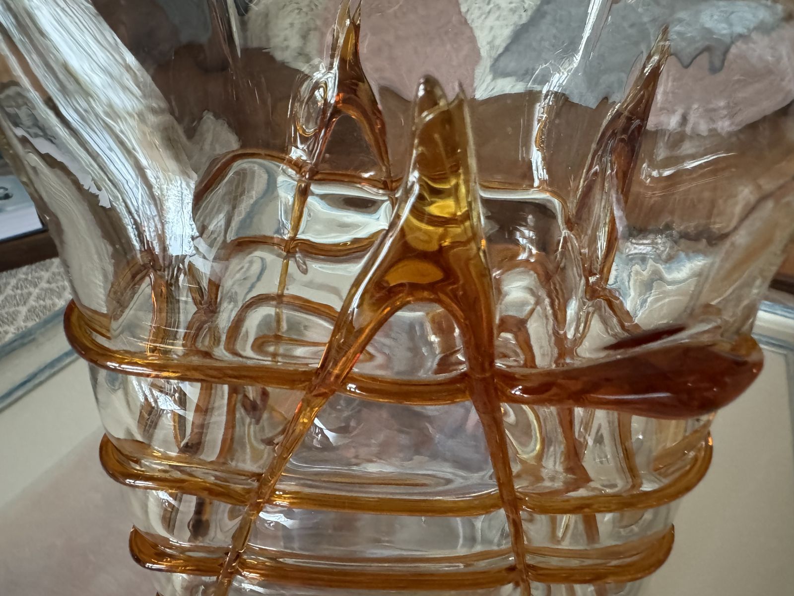 photo furniture Rare Murano Glass Vase By Bianconi Mazzega, Vintage Italian Art Glass Design