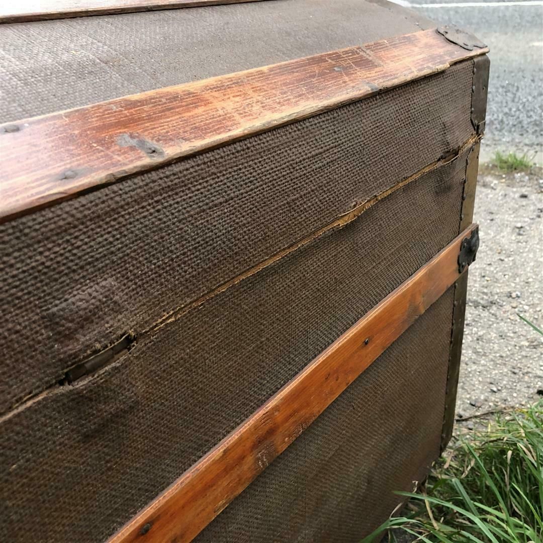 Antique Wooden Arch Top Travel Trunk 1920s photo 140.0