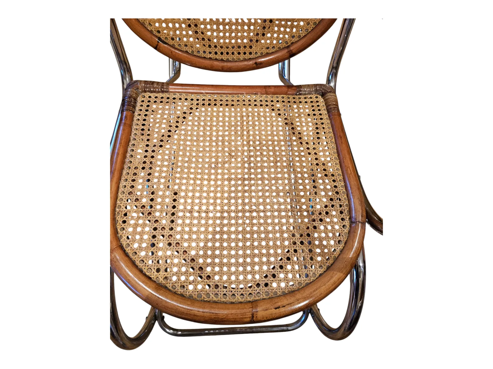 Vintage Style Chrome & Cane Rocking Chair photo vinterior