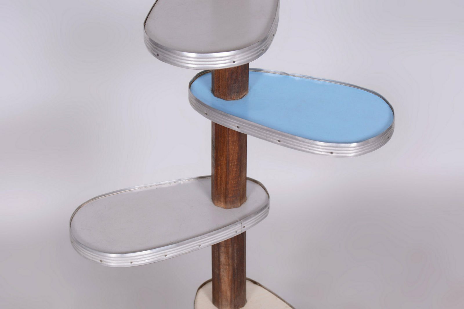 Restored Mid Century Flower Stand, Beech, Umakart, Aluminium, Czech, 1950s photo furniture