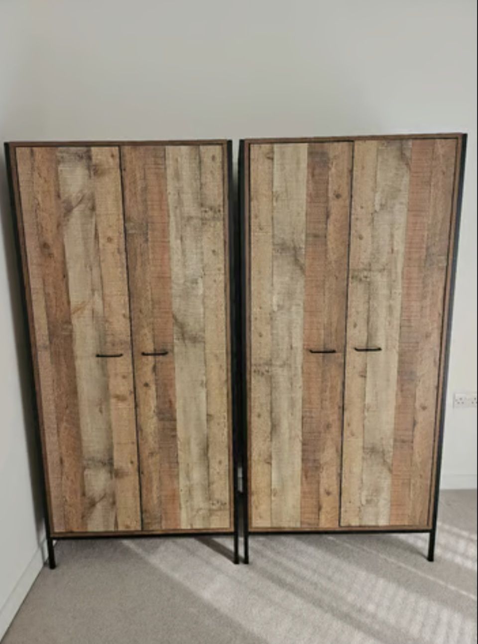 Set Of 2 Industrial Double Wardrobes