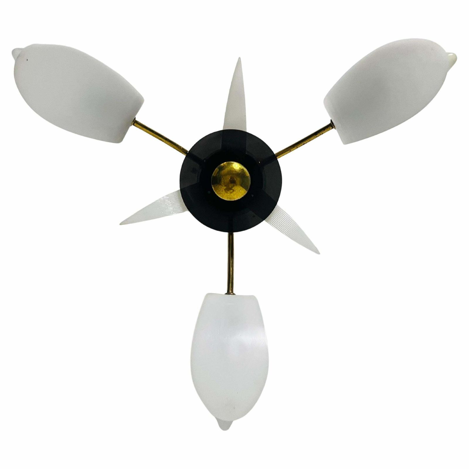 Italian Midcentury Brass 3 Arm Sputnik Chandelier, 1950s