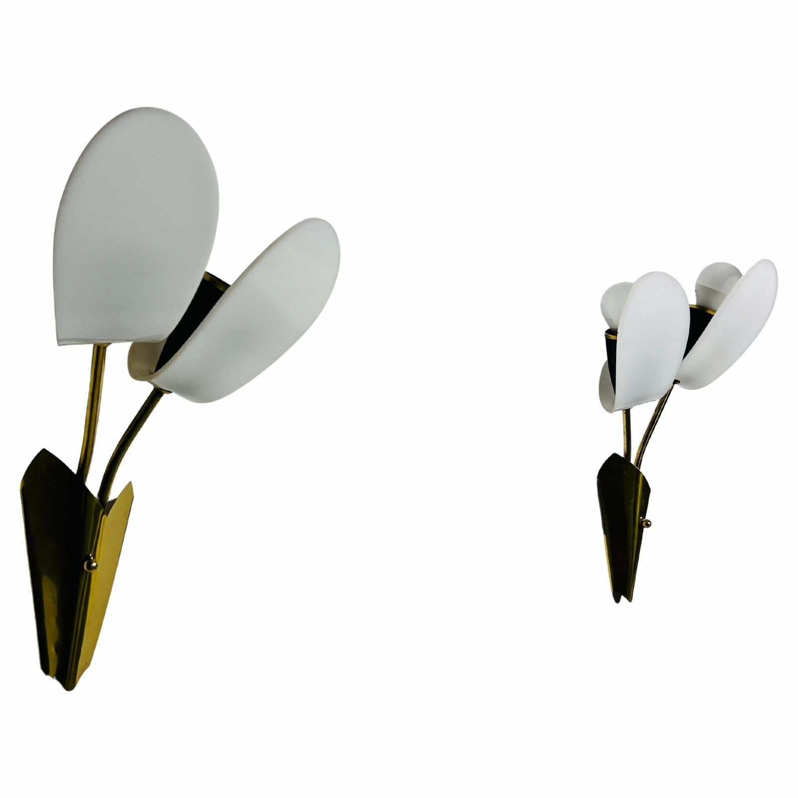 Pair Of Mid Century Brass And Plexi Glass Wall Lamps, Italy, 1960s