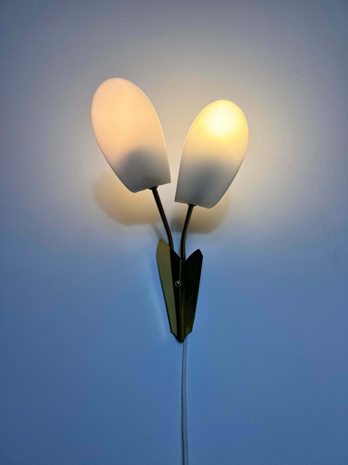 Lighting Pair Of Mid Century Brass And Plexi Glass Wall Lamps, Italy, 1960s photo