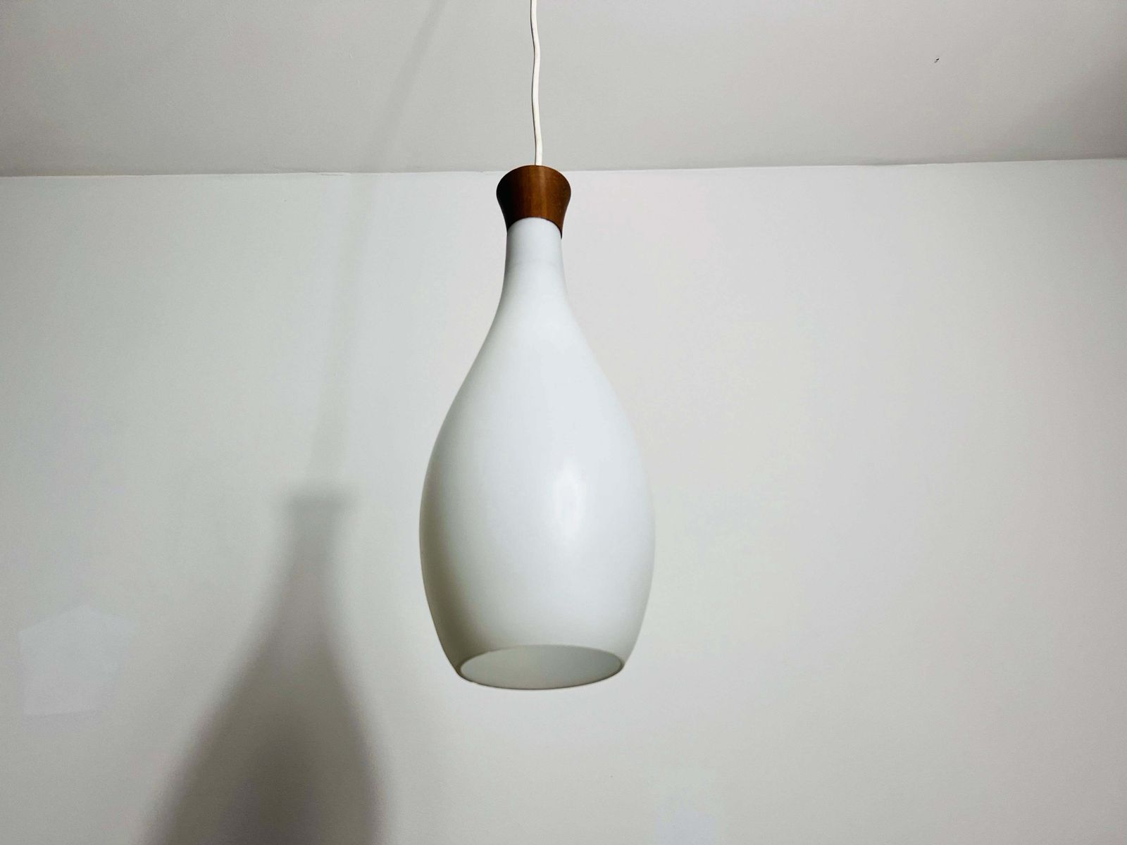 Teak And Opal Glass Pendant Lamp By Uno & östen Kristiansson For Luxus Sweden photo furniture