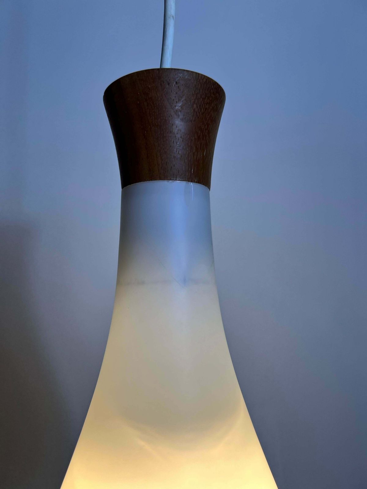 Lighting Teak And Opal Glass Pendant Lamp By Uno & östen Kristiansson For Luxus Sweden photo