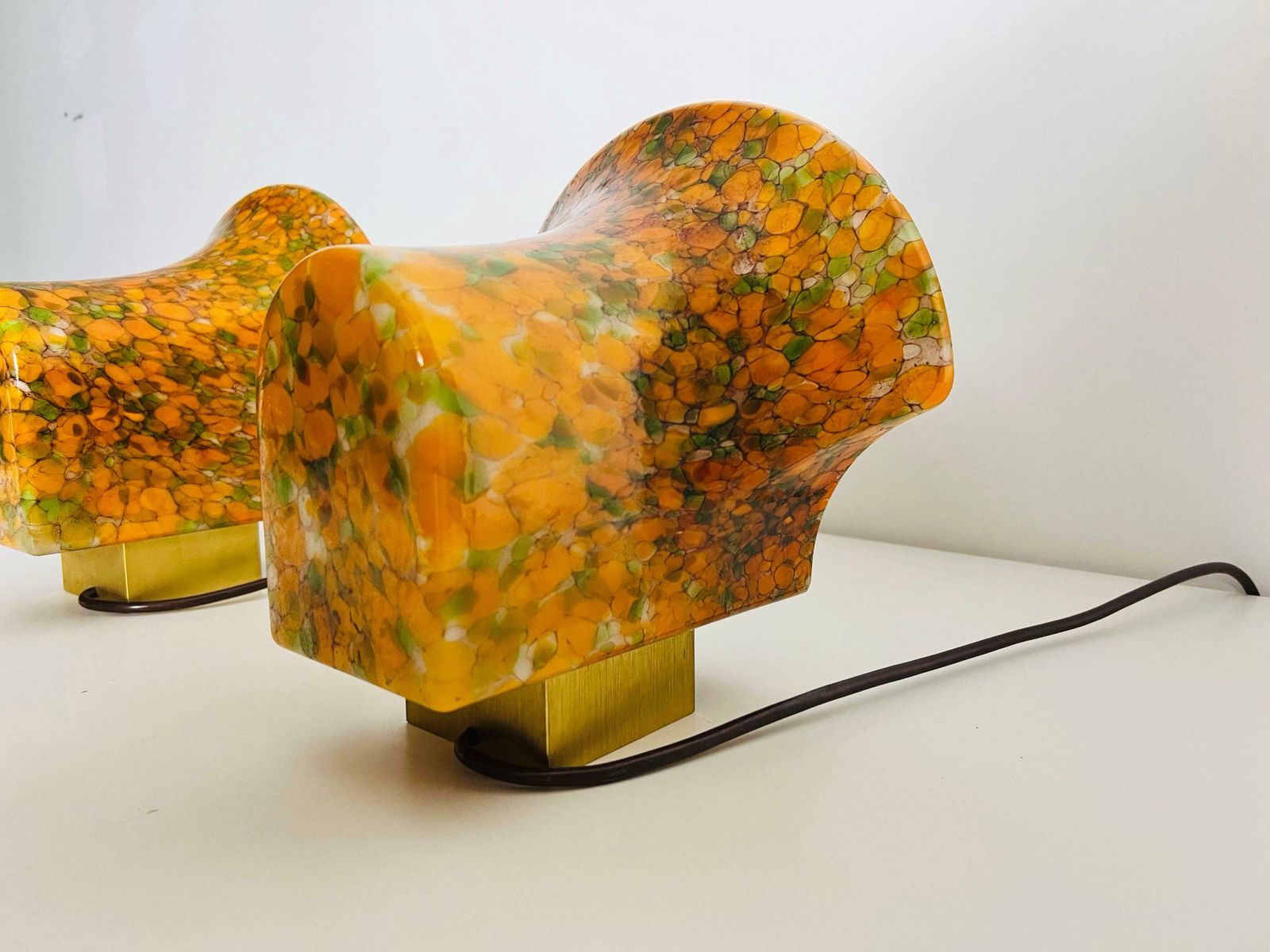 1242.0 Pair Of Mosaic Glass Wall Lamps By Peill & Putzler, 1960s, Germany photo