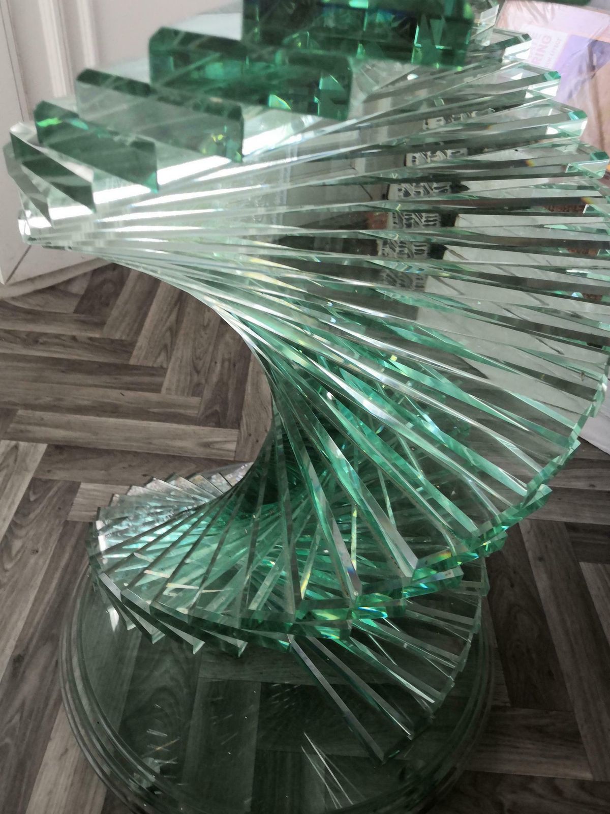 1980s Retro Glass Spiral Helix Dining Table In The Style Of Danny Lane photo vintage