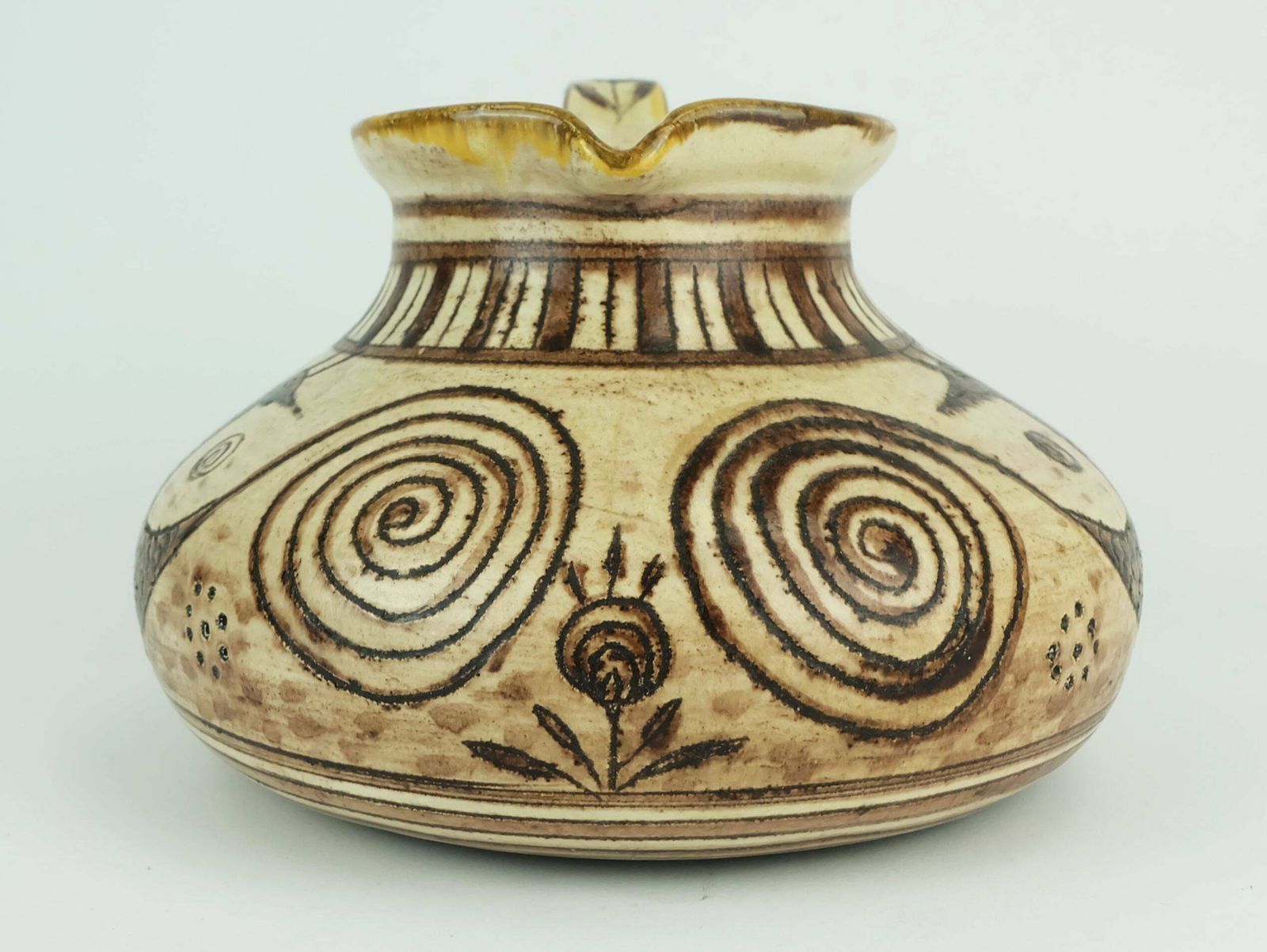 Italian Mid Century Ceramic Vase Jug Signed Vitali Handmade 1970s photo Home Decor