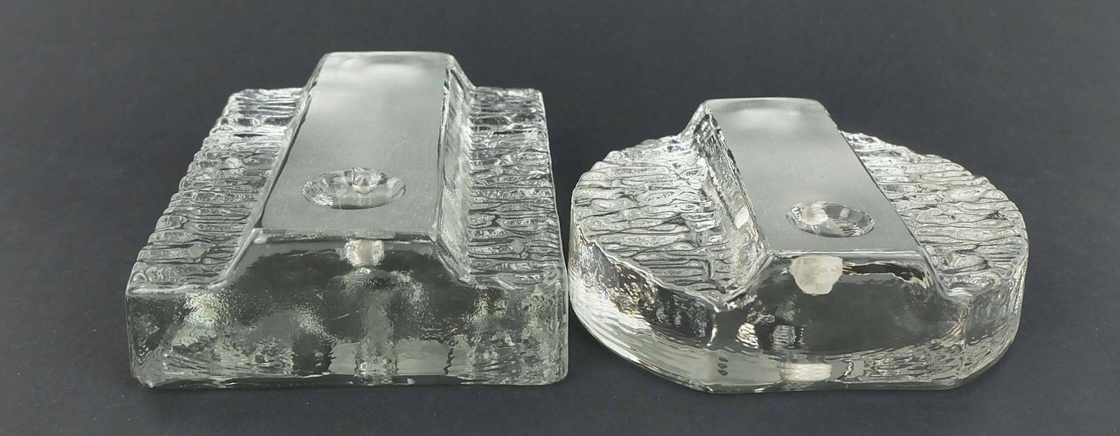 Set Of 2 Solifleur Block Vases Walther Glas 60s 70s Op Art Arrangement Vases photo vintage