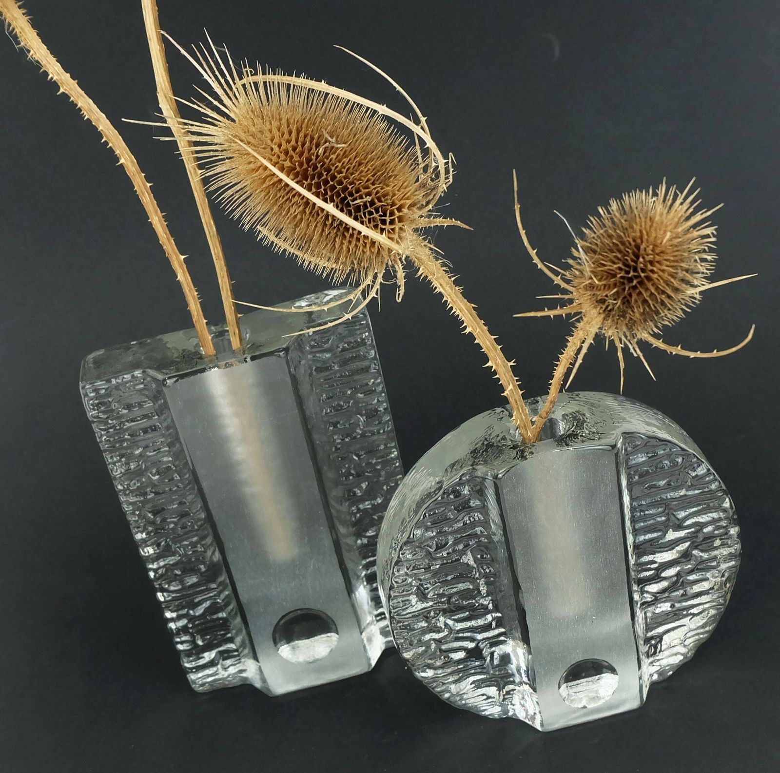 photo furniture Set Of 2 Solifleur Block Vases Walther Glas 60s 70s Op Art Arrangement Vases