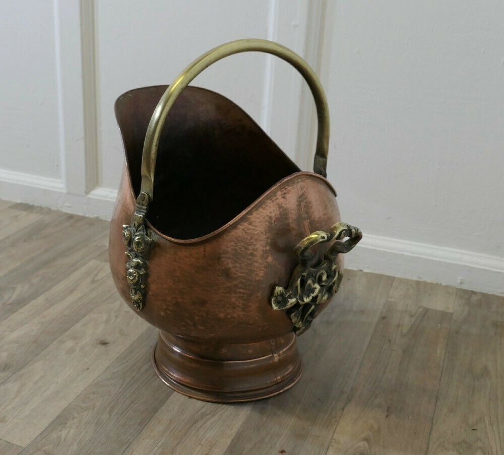 Superb Quality Arts And Crafts Copper Helmet Coal Scuttle photo furniture