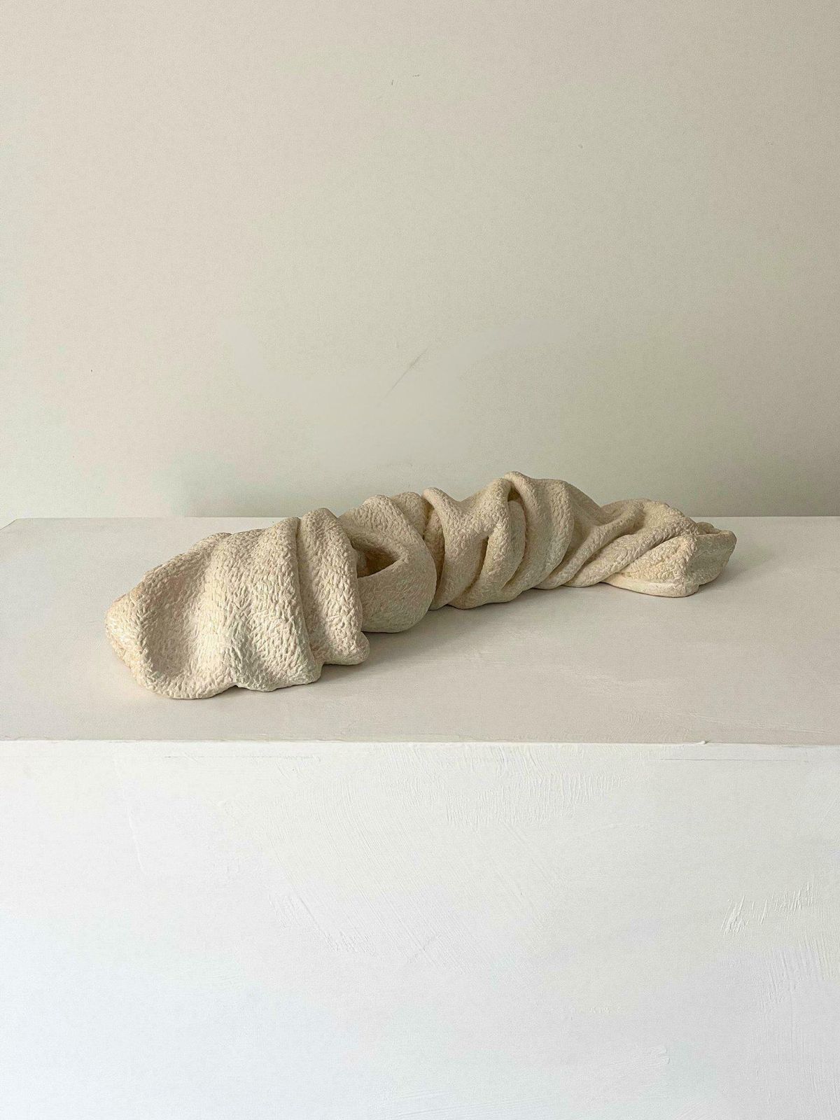 Stone Towel II   21st Century Contemporary Sculpture In Limestone, Unique Hand Carved Artwork photo 3850.0