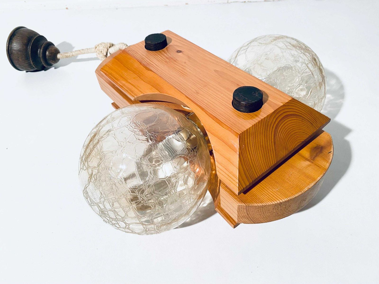 Temde Lantern Style Wooden Wall Bulb Lamp / By Charlotte Perriand / Cedar Wood Glass 1970s Vintage Decor photo buy