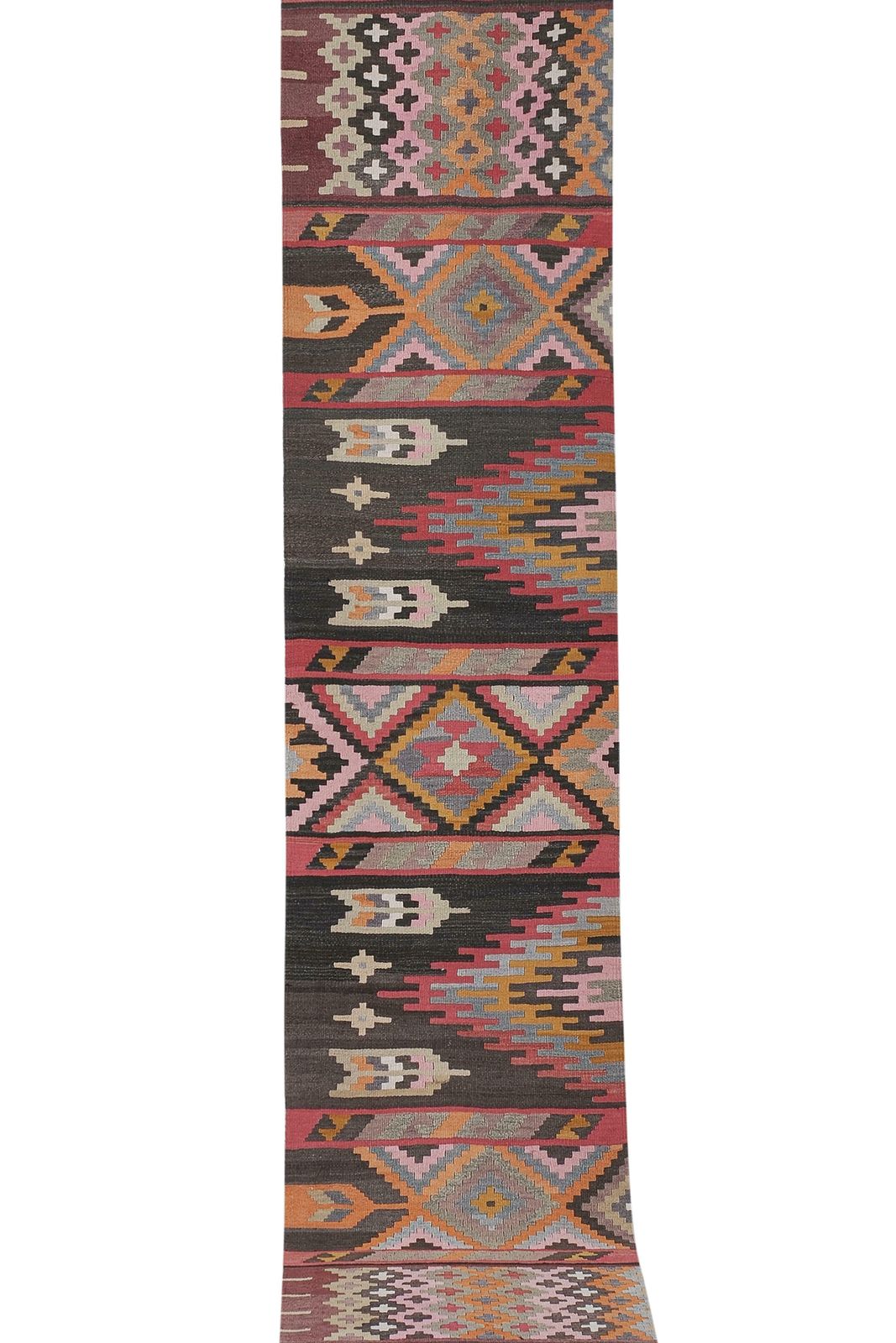 1960s Striped Turkish Kilim Runner Rug 2'5'' X 12'7'' photo furniture