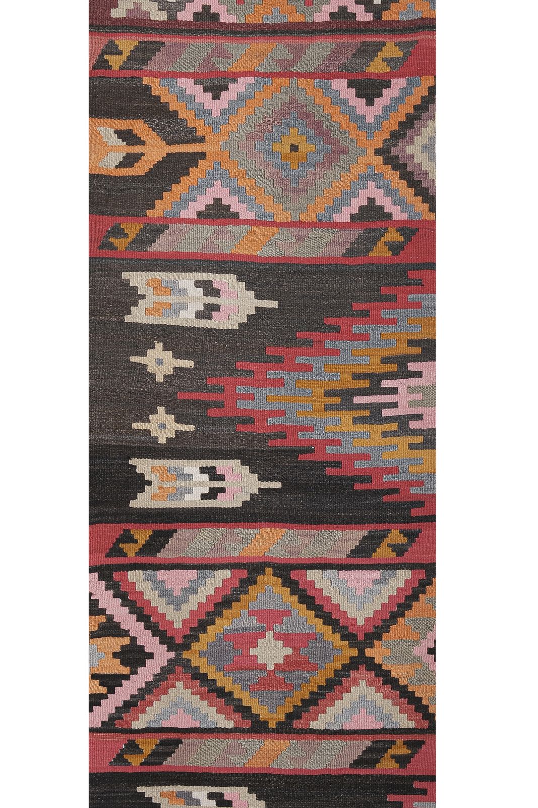 1960s Striped Turkish Kilim Runner Rug 2'5'' X 12'7'' photo Textiles