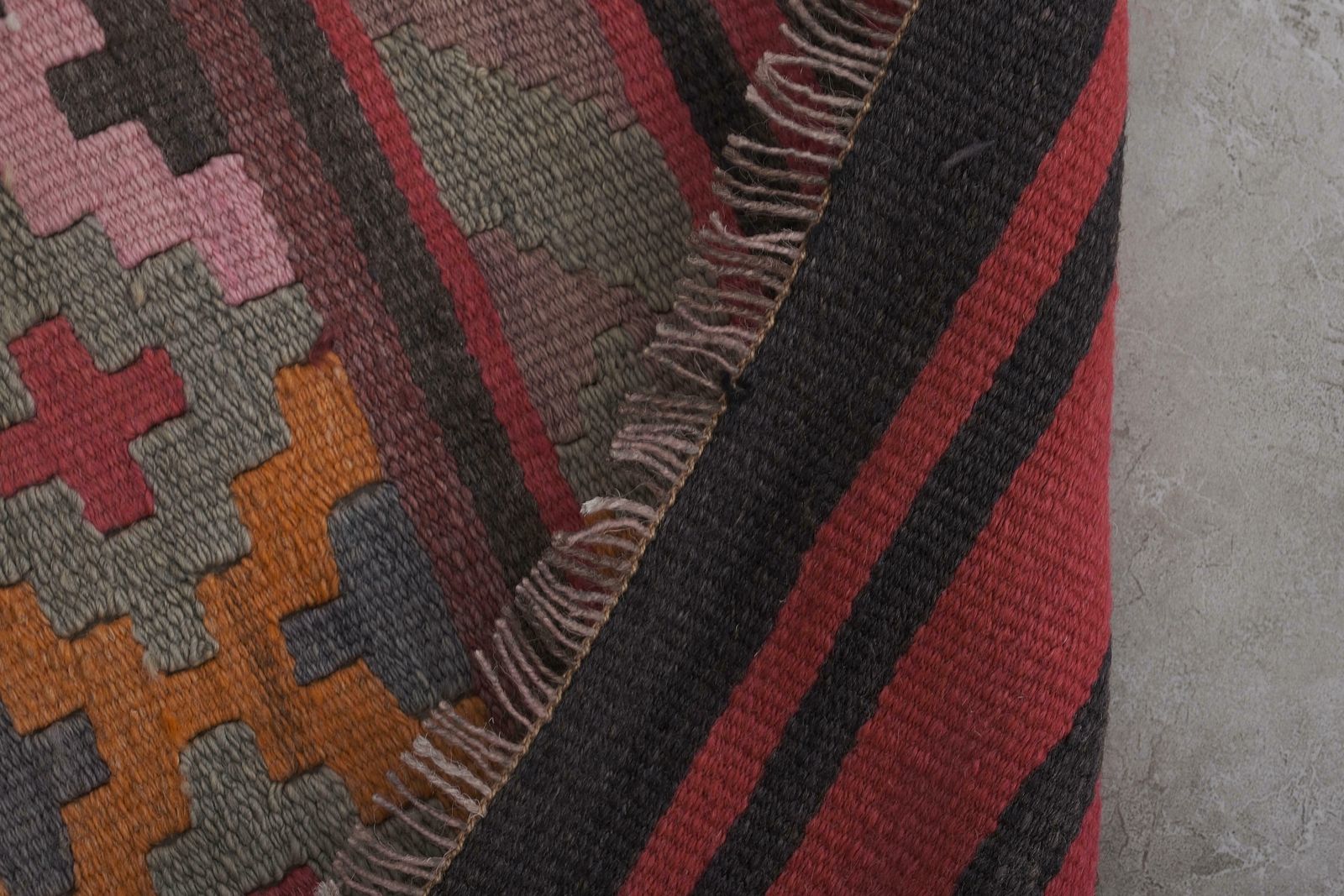 1960s Striped Turkish Kilim Runner Rug 2'5'' X 12'7'' photo vintage