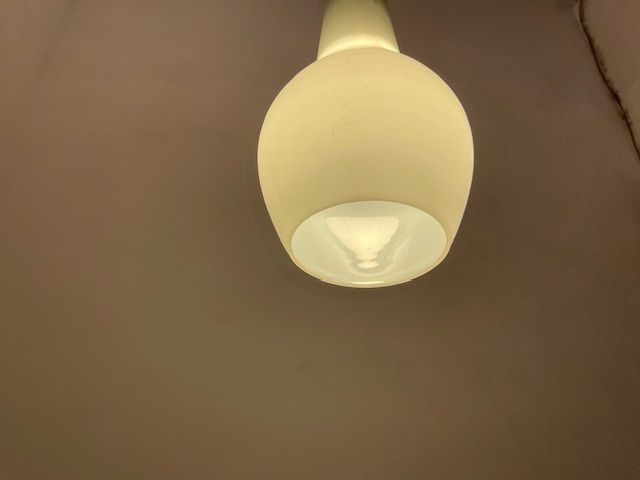 Bronze Opaline Light Pendants 1950’s Set Of 2 photo for sale
