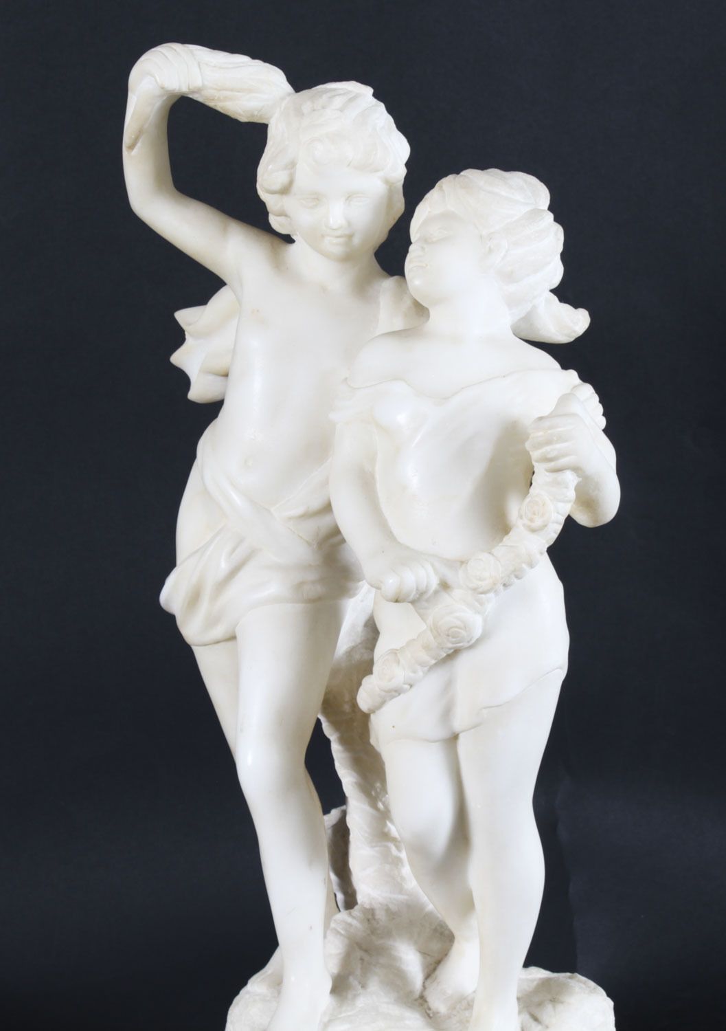 photo furniture Antique Marble Sculpture Of Two Siblings 20th Century