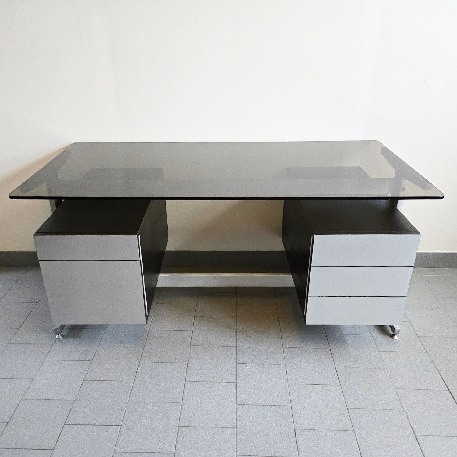 Vintage 1970 Etienne Fermigier Office For Jfr Stainless Steel & Aluminum 70s Space Age photo furniture