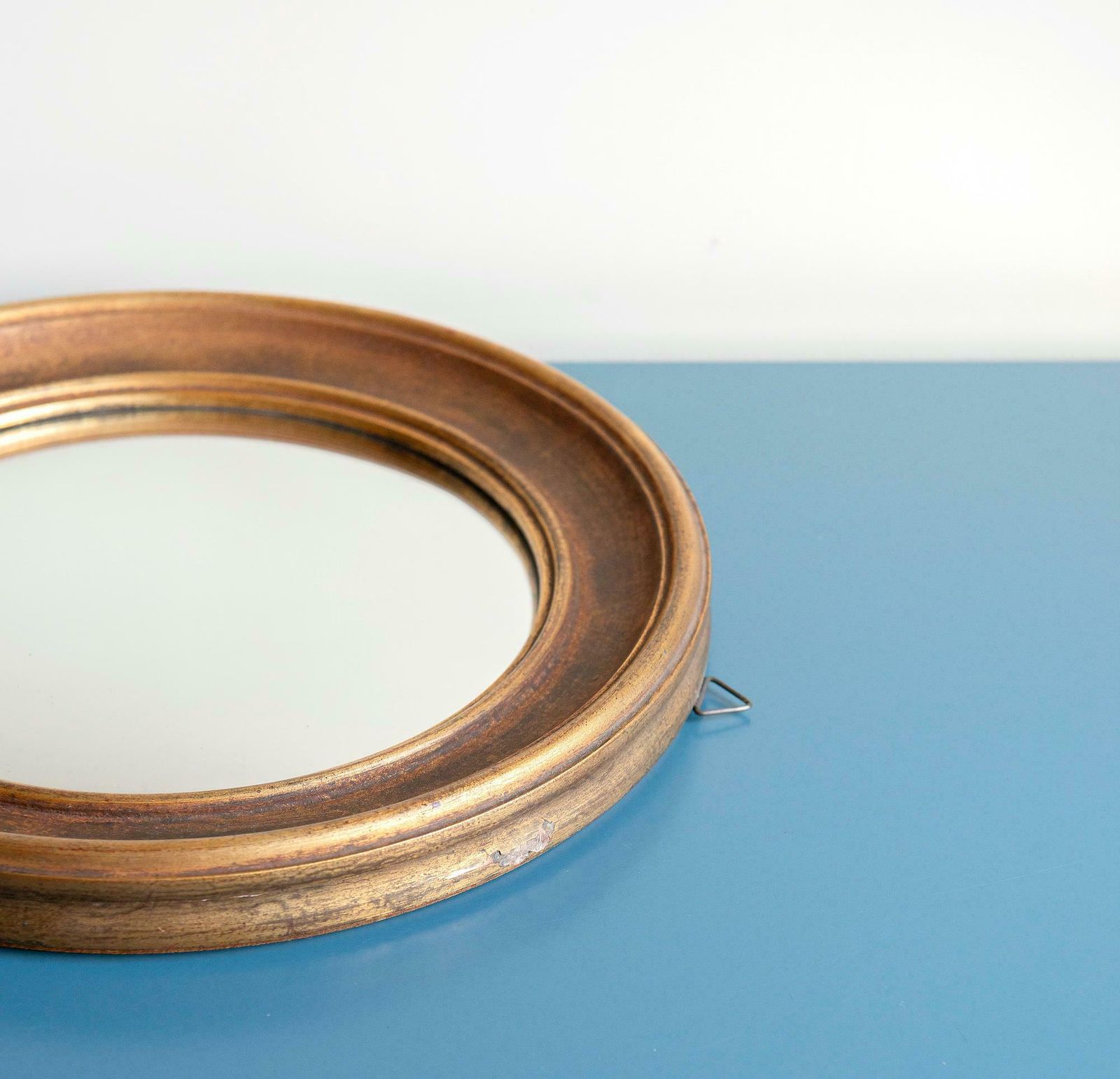 photo furniture Round Gold Convex Wall Mirror, Mid Century Butler Mirror, 1950s Design, Belgian Wall Mirror, Giltwood, Old Bullseye Mirror