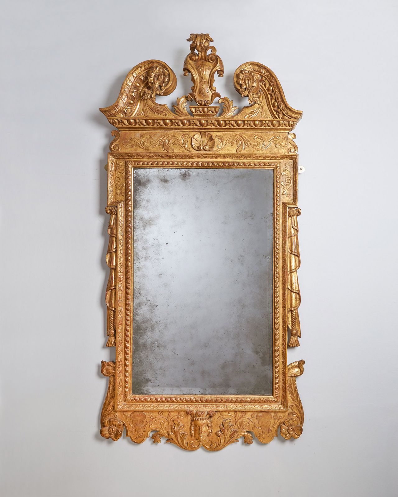 A Rare 18th Century George II Carved Cut Gesso And Giltwood Mirror, Circa 1730