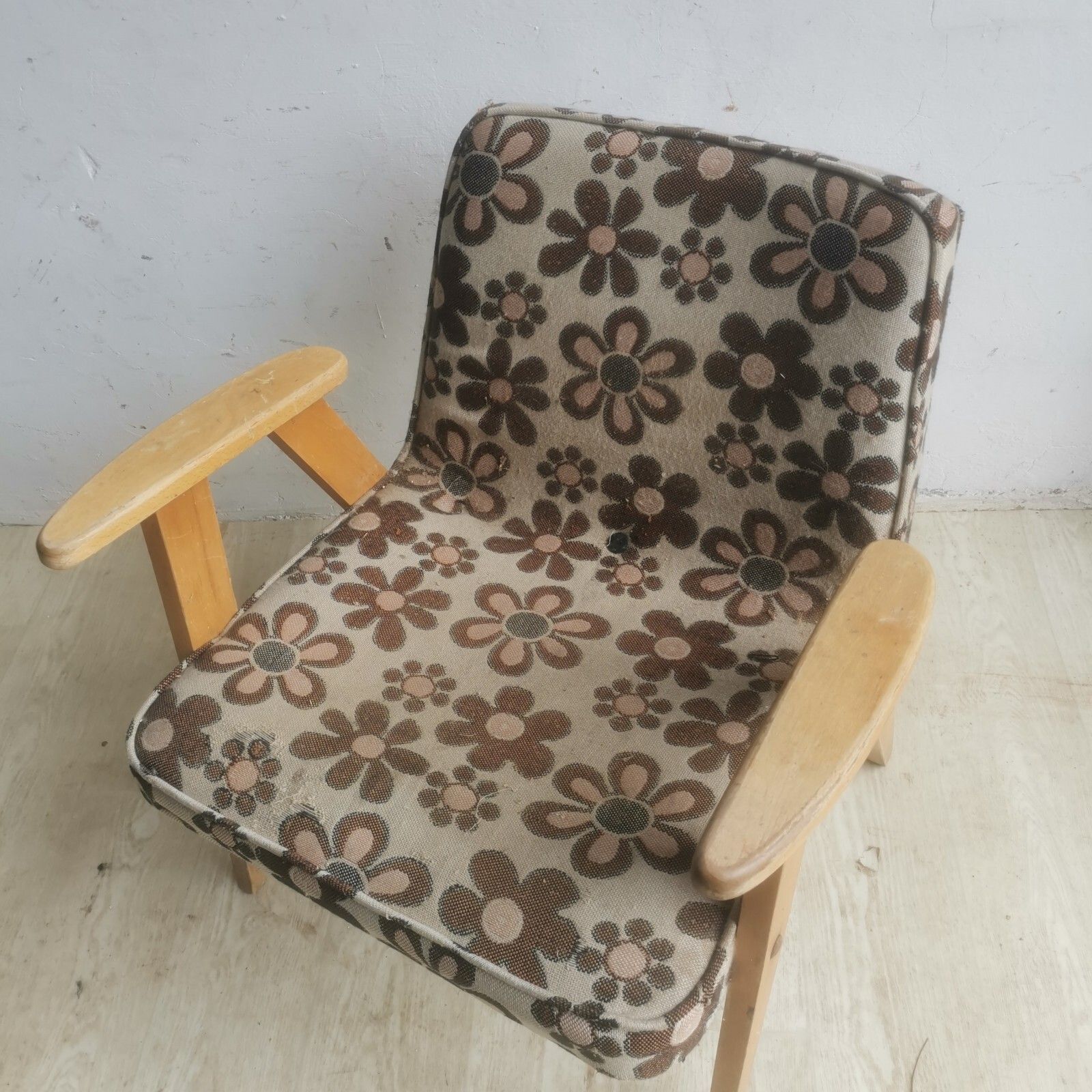 photo for sale Original Polish Mid Century 366 Oak Frame Chair Designed In 1962 By J Chierowski
