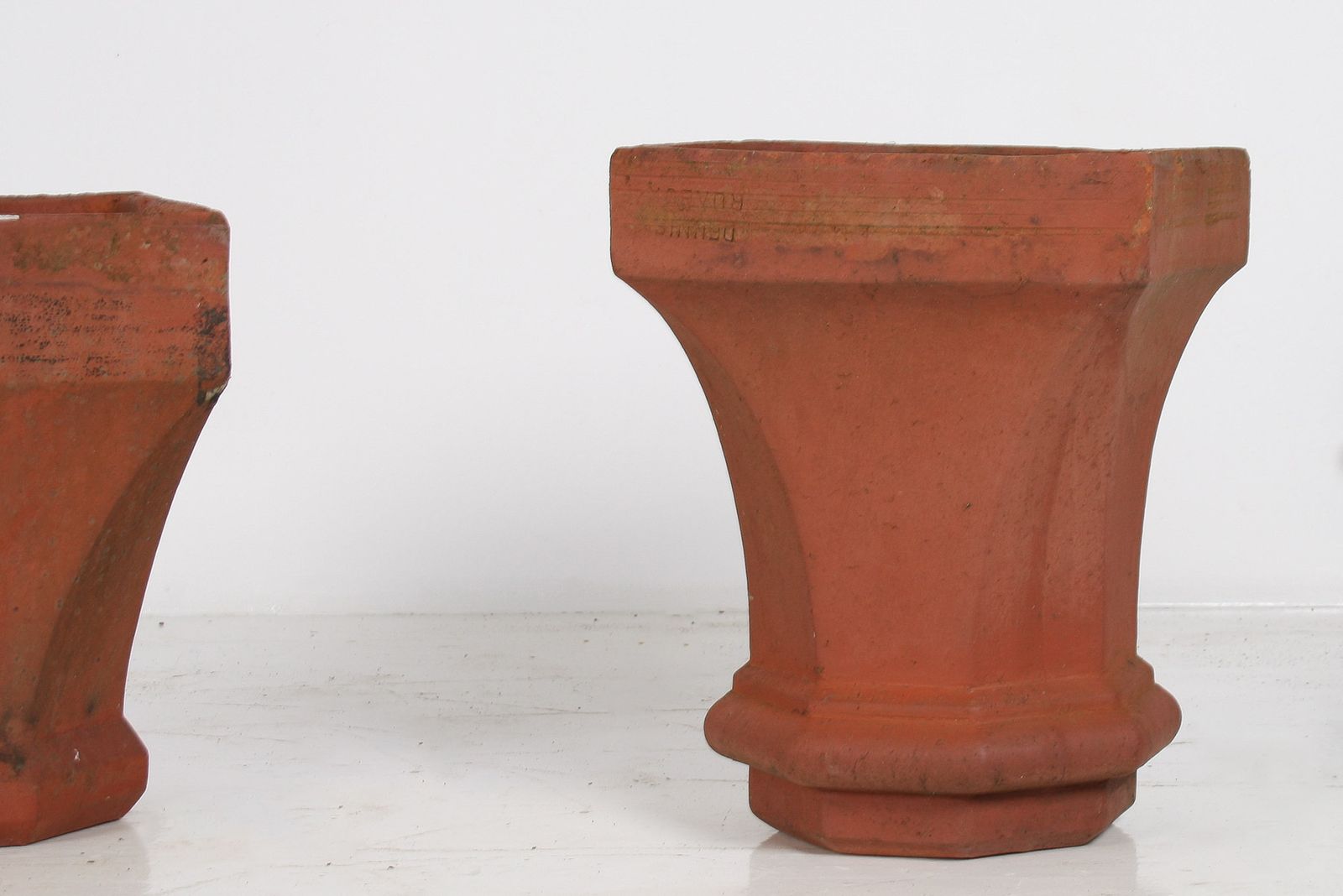 photo buy A Pair Of Victorian Red Clay Terrocotta Chimney Pots Garden Planters Rhubarb Forcer