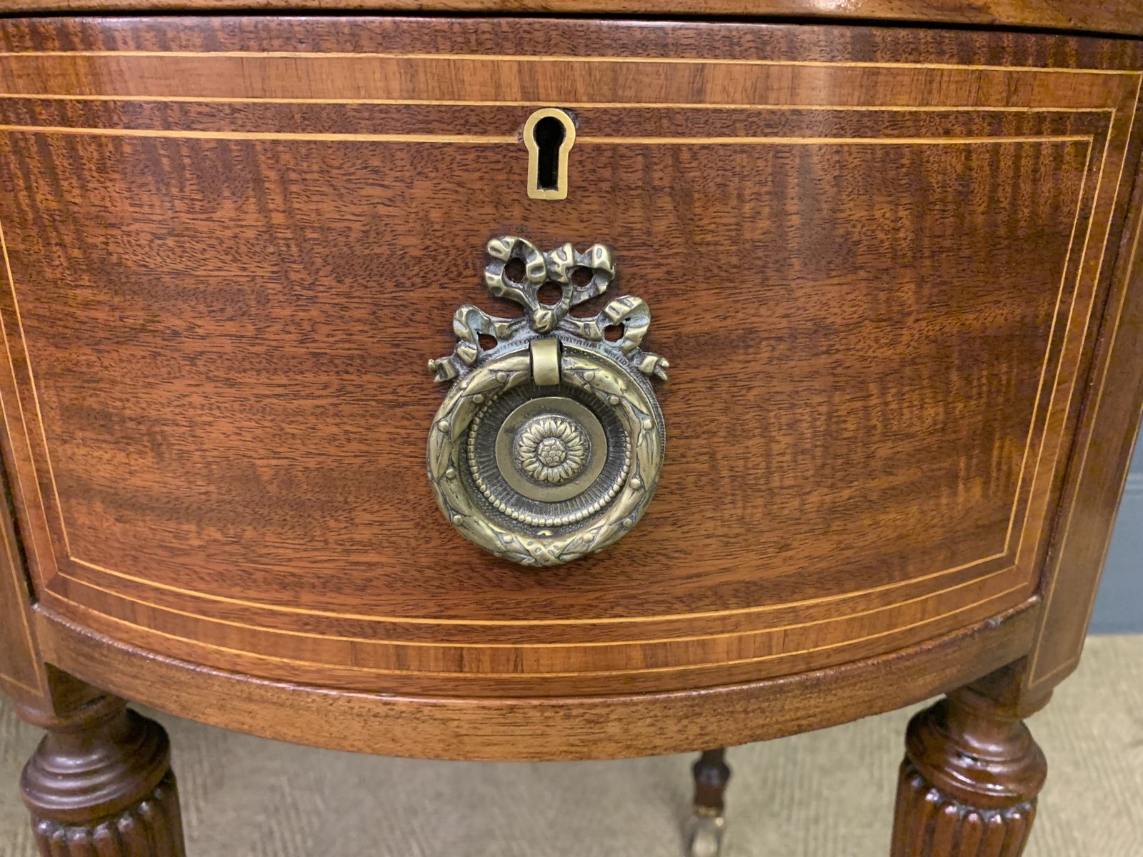 Edwardian Inlaid Mahogany Kidney Desk photo for sale