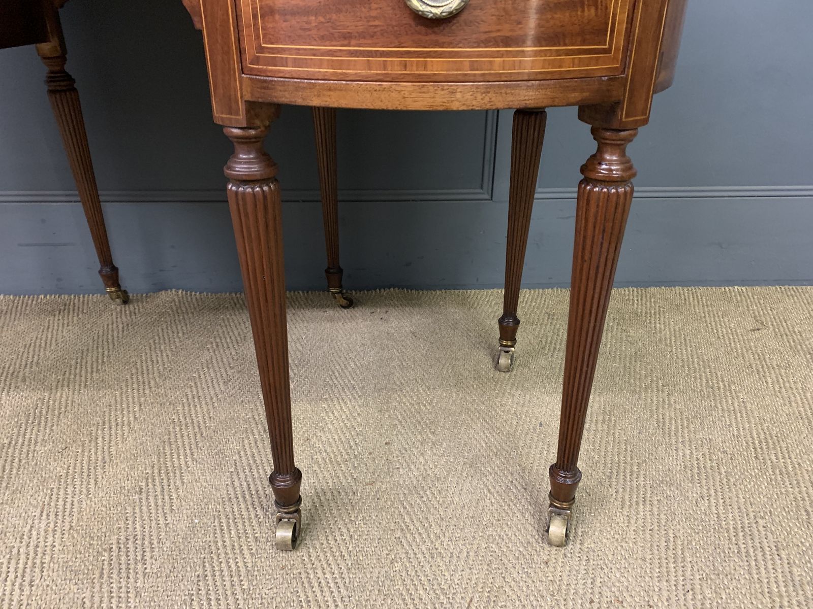 Edwardian Inlaid Mahogany Kidney Desk photo vintage