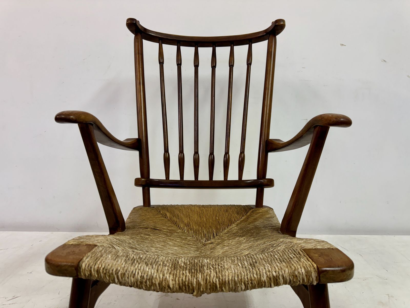 495.0 1950s Dutch Stick Back And Rush Seat By De Ster Gelderland photo