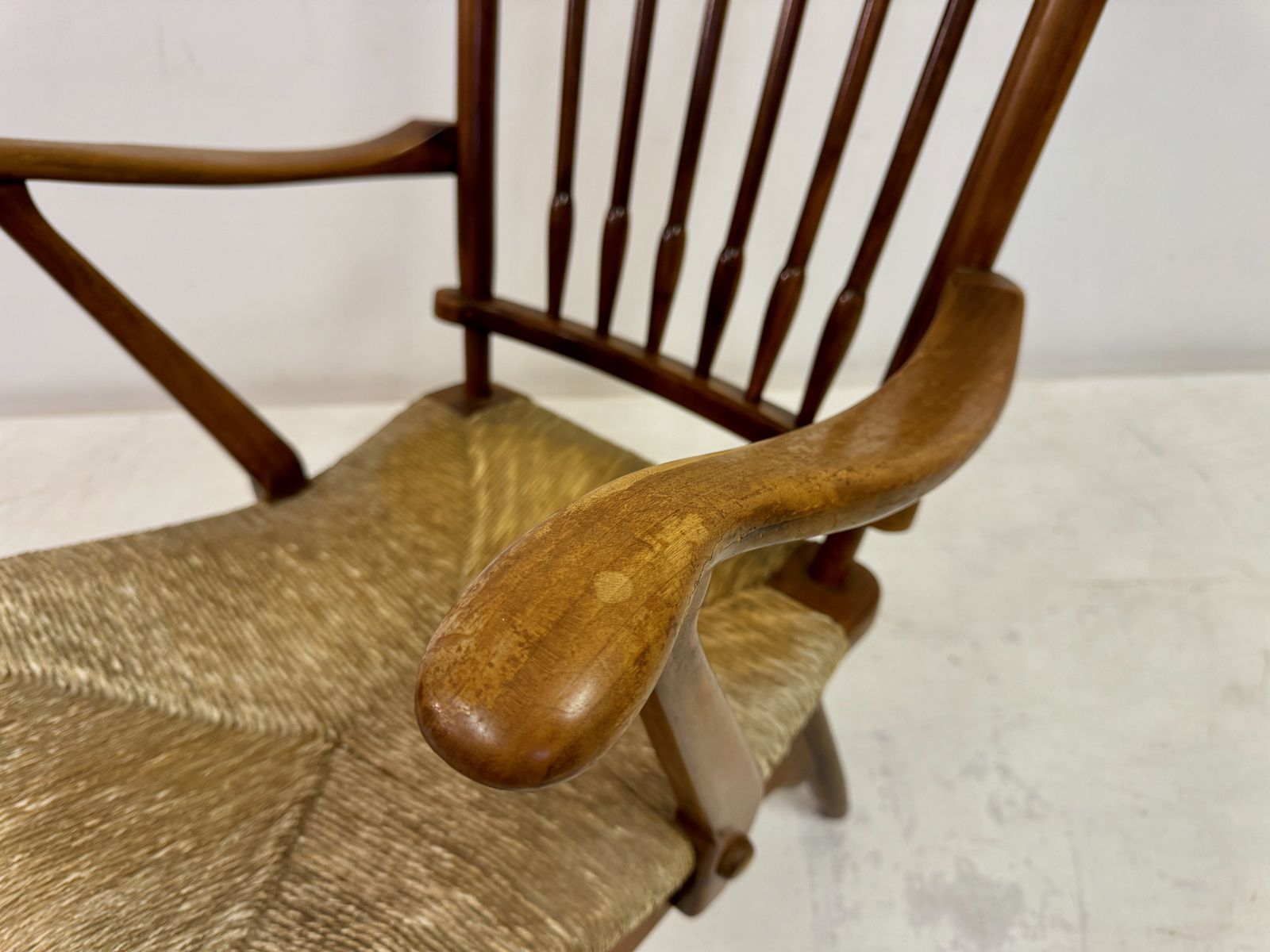 photo buy 1950s Dutch Stick Back And Rush Seat By De Ster Gelderland