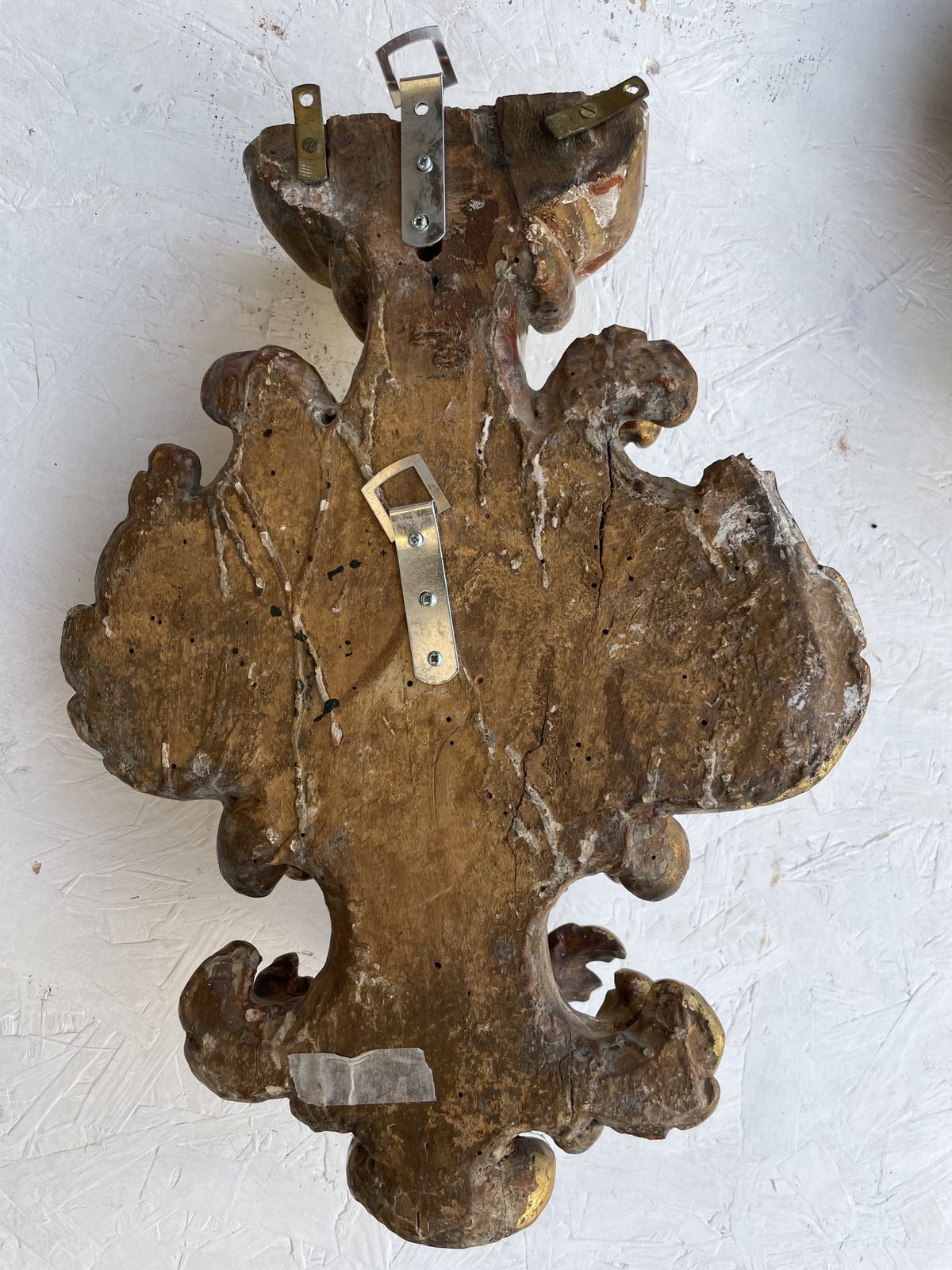 A Pair Of Italian Giltwood Wall Appliques 18th/19th Century 39cm High Excluding Shade 70cm High photo buy