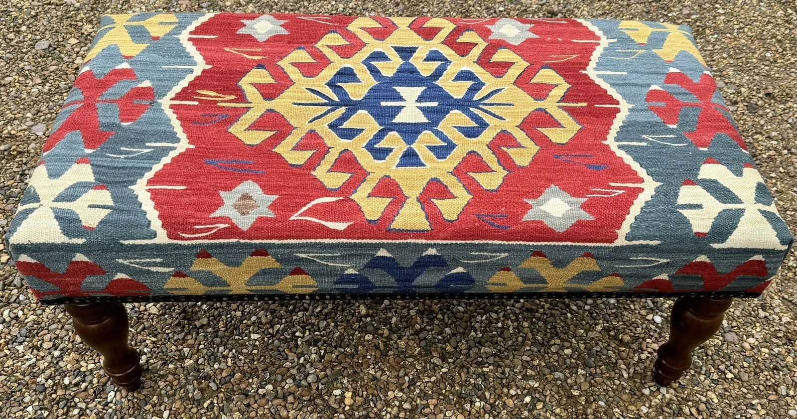 Kilim Covered Stool 0.90m X 0.46m X H0.40m photo 640.0