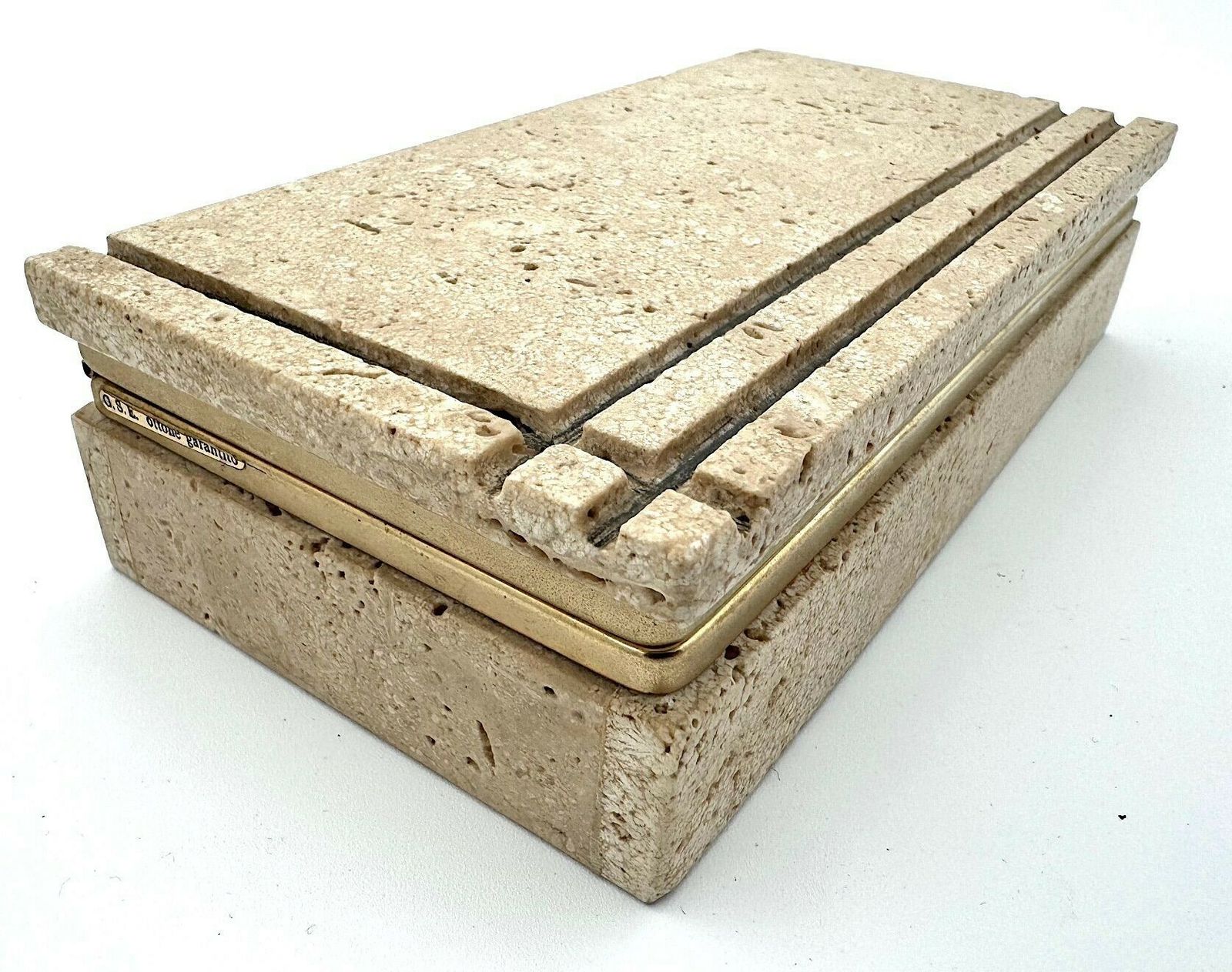 An Italian 1970s Travertine And Gilt Metal Jewellery Accessories Box photo buy