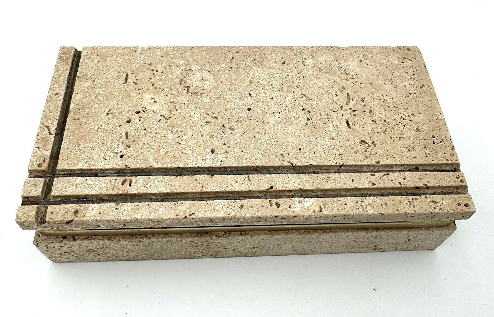 photo furniture An Italian 1970s Travertine And Gilt Metal Jewellery Accessories Box