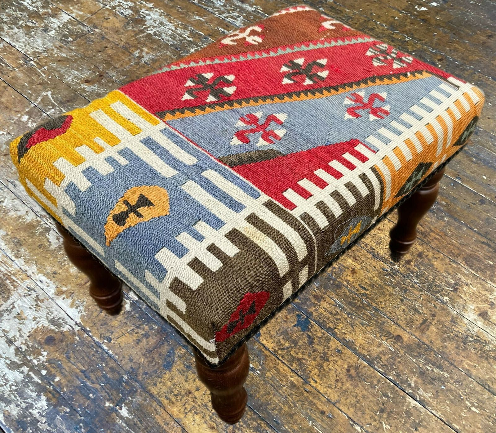 Kilim Covered Stool 0.51m X 0.37m X H0.36m photo furniture