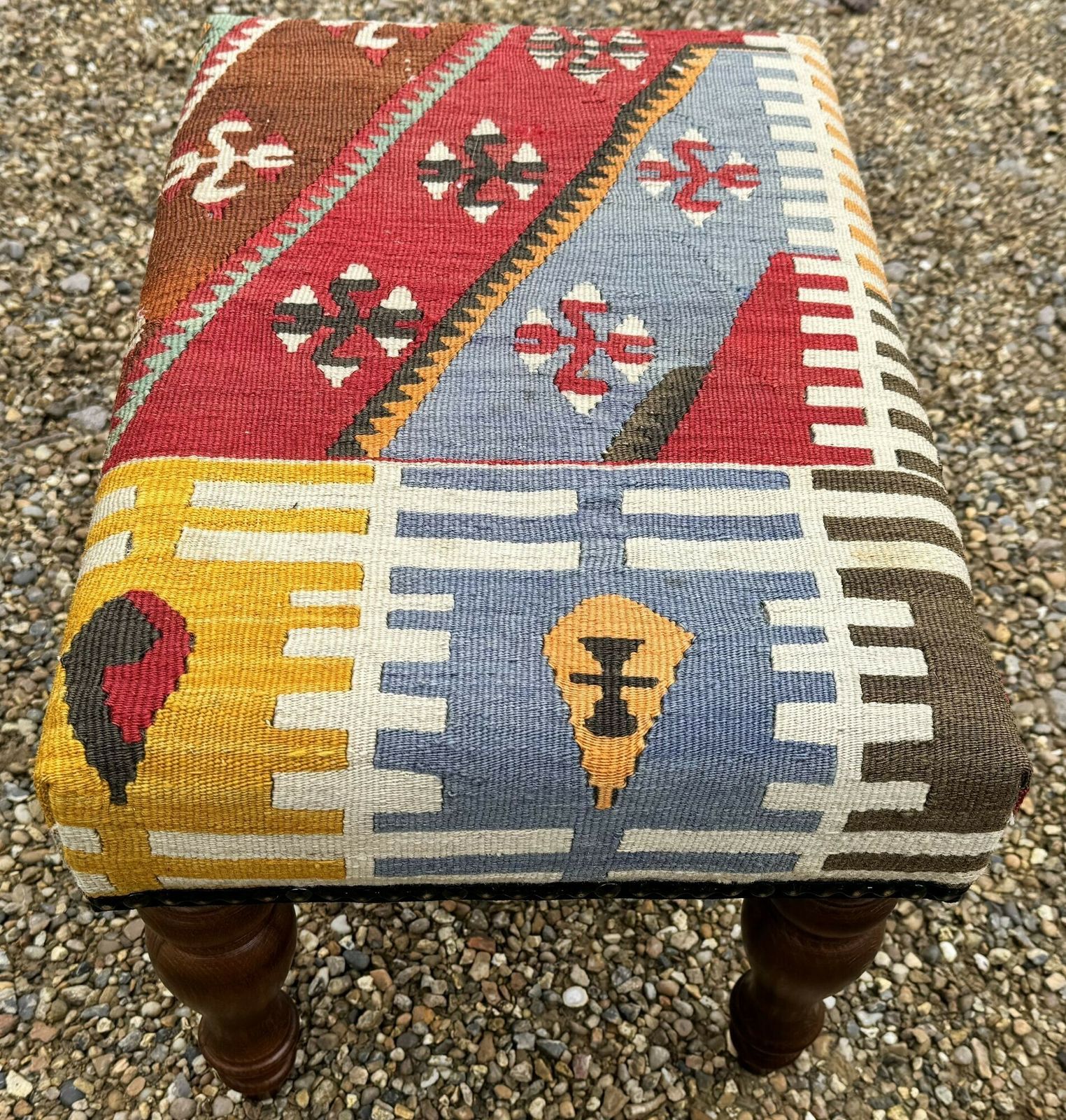 Kilim Covered Stool 0.51m X 0.37m X H0.36m photo Furniture