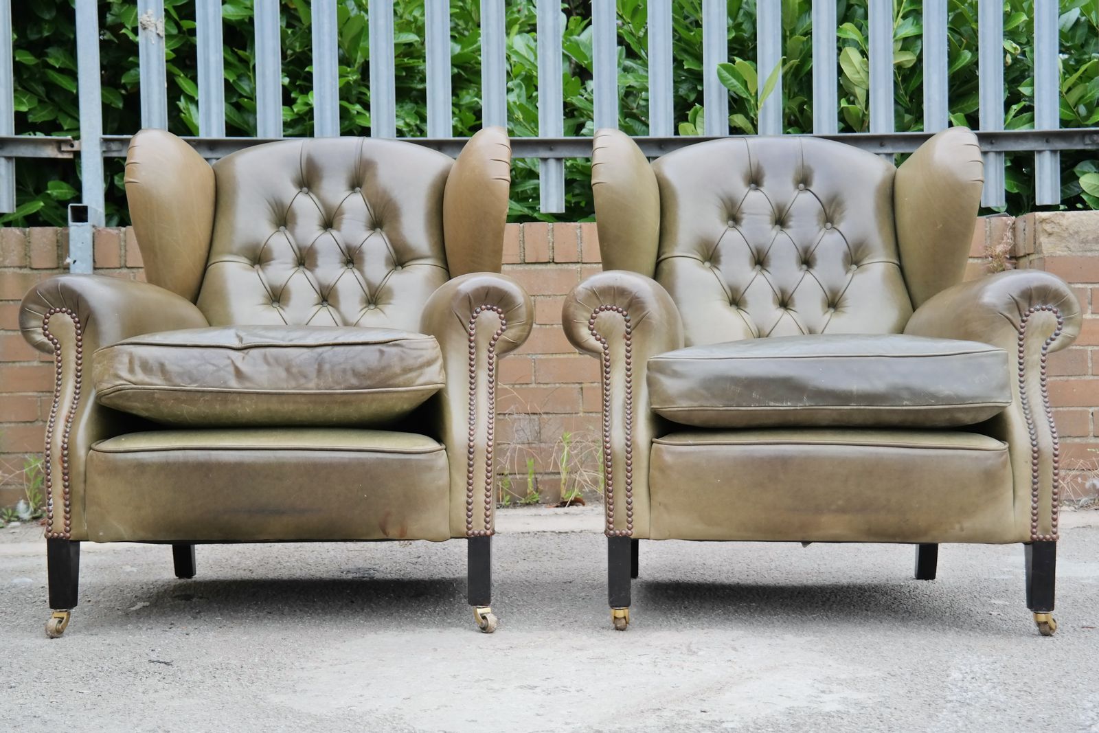 Pair George Smith Cowshead Cigar Club Leather Armchairs Olive Rrp £14000 photo furniture