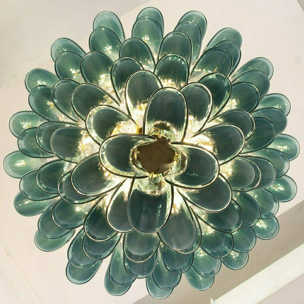 Petalo Chandelier In White And Teal Murano Glass, Italy, 1990s photo buy