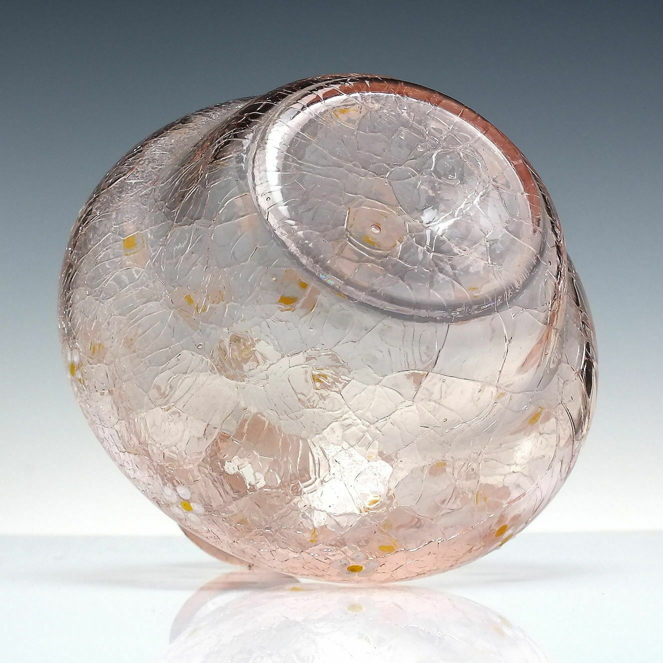 Vintage Peach Pink Crackle Glass Spirit Decanter With Enamelled Flowers C1950 photo buy