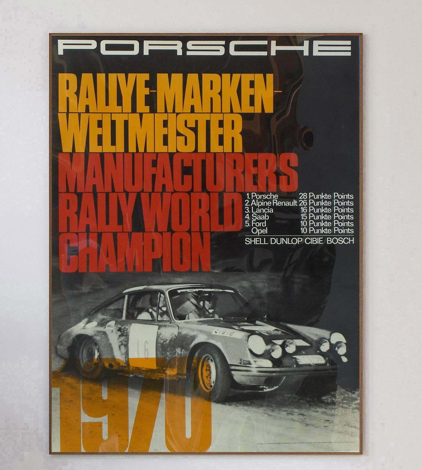 Porsche   1970 Manufacturers Rally World Champion Original Vintage Poster photo 689.0