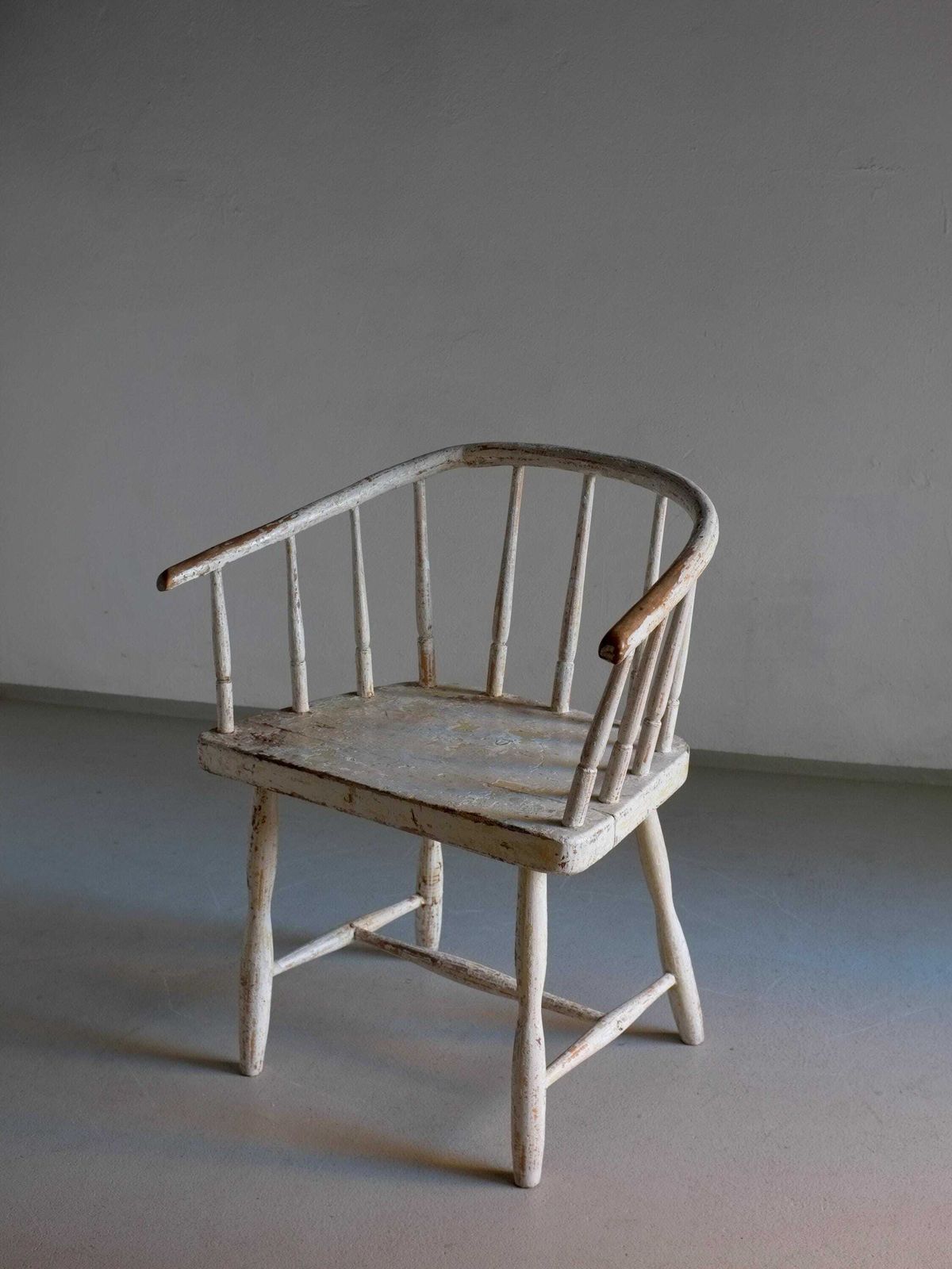 photo furniture Wabi Sabi White Painted Armchair | Latvia | 1900s