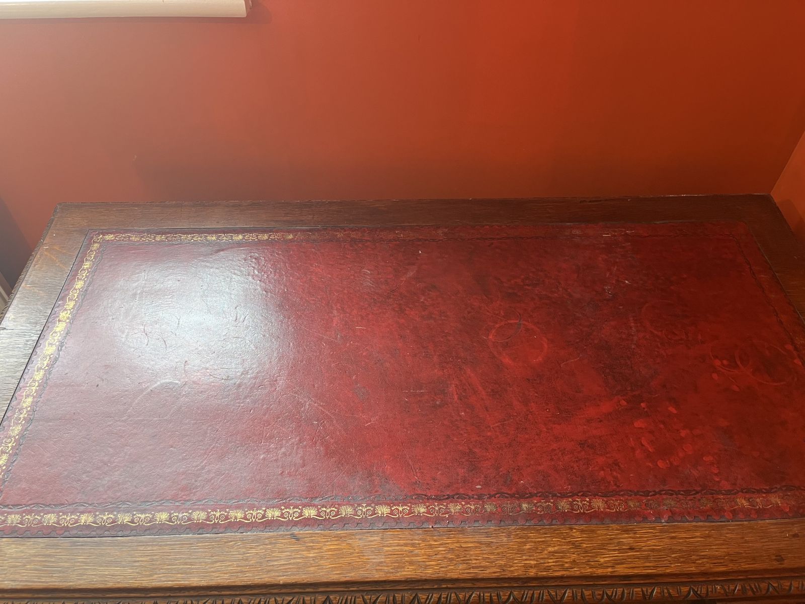 Victorian Carved Oak Green Man Desk photo furniture