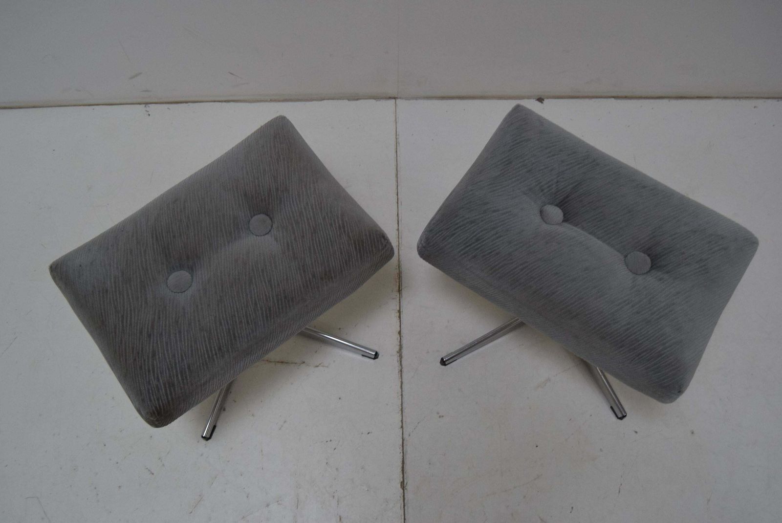 A Pair Of Swivel Stools, Tabourets Or Footstools, Czechoslovakia, 1970s. photo for sale